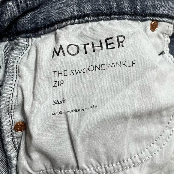 MOTHER The Swooner Ankle Zip Skinny Jeans Stretch Denim Static Light Grey Wash - Picture 7 of 15